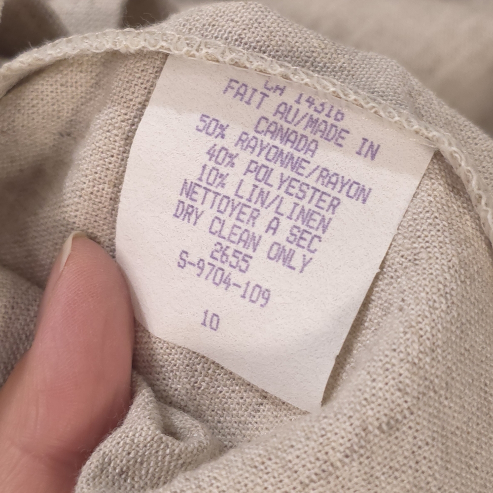 Vintage Beige Embroidered Vest Linen Blend US10 - Picture 8 of 8